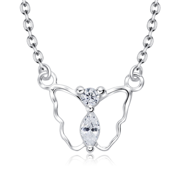 Beautiful Butterfly CZ Crystal Silver Necklace SPE-5136